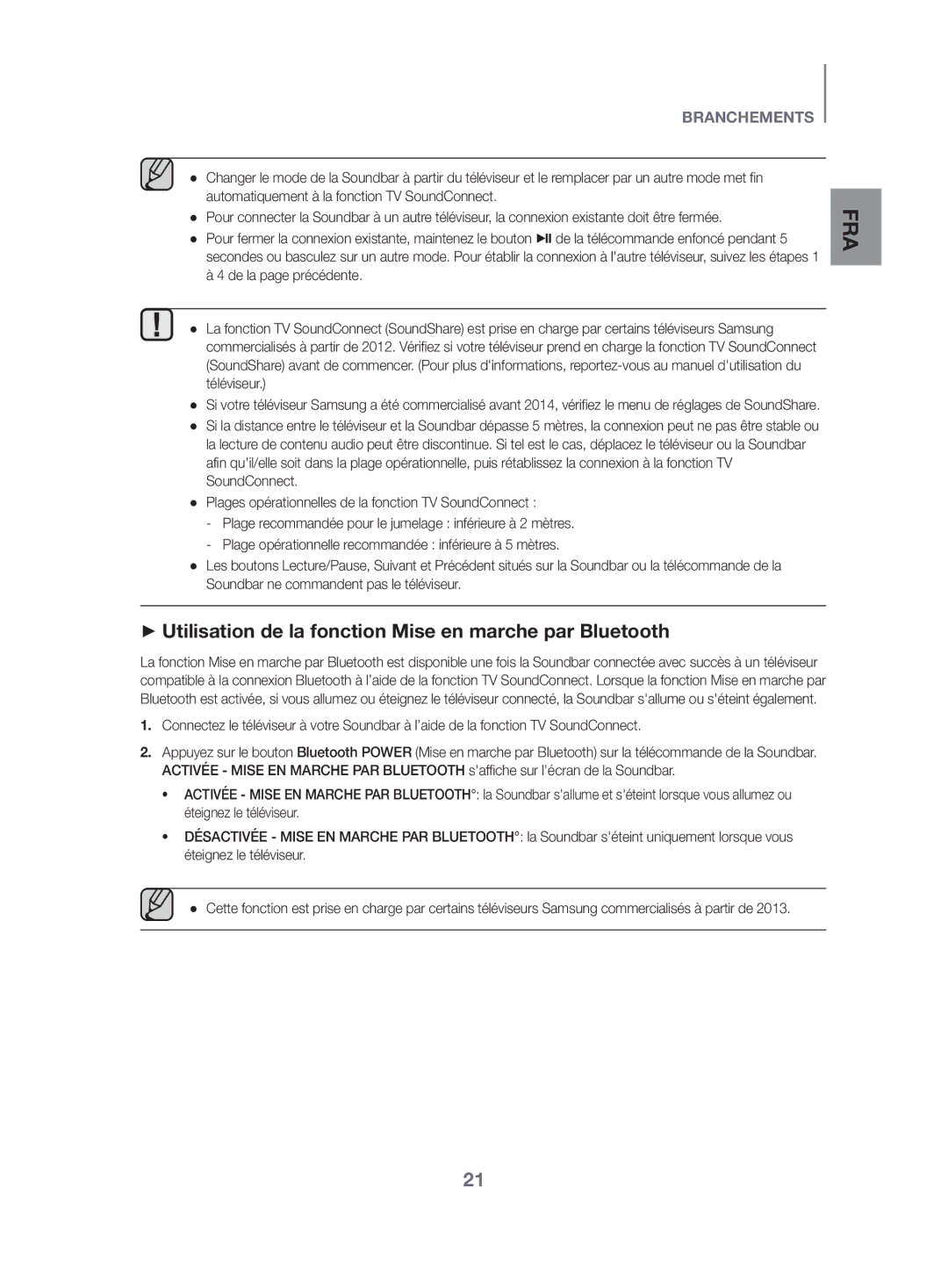 Samsung HW-K470/ZF manual ++Utilisation de la fonction Mise en marche par Bluetooth 