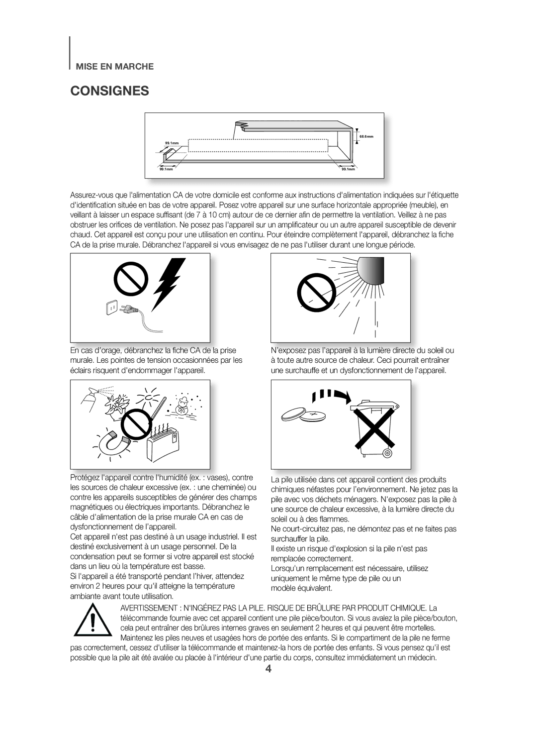 Samsung HW-K470/ZF manual Consignes 