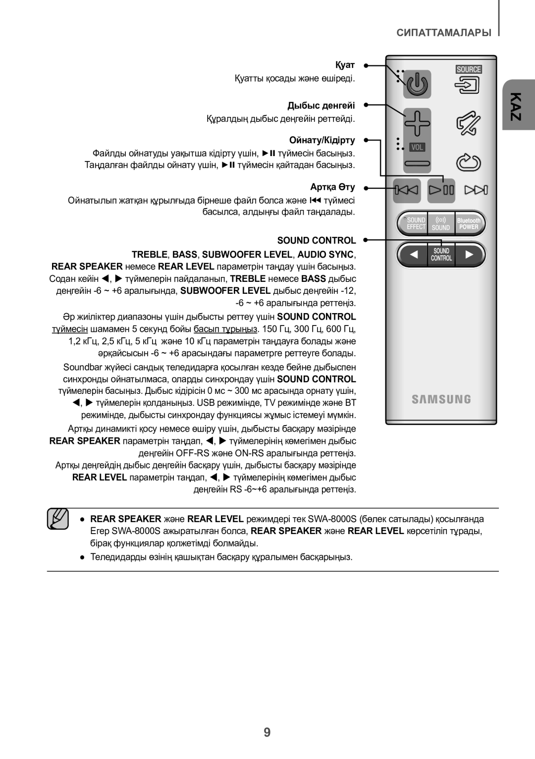 Samsung HW-K550/RU manual Қуат, Дыбыс денгейі, Құралдың дыбыс деңгейін реттейді, Ойнату/Кідірту, Артқа Өту 