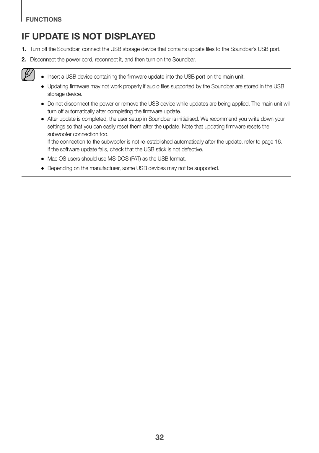 Samsung HW-K550/UM manual If Update is not displayed 