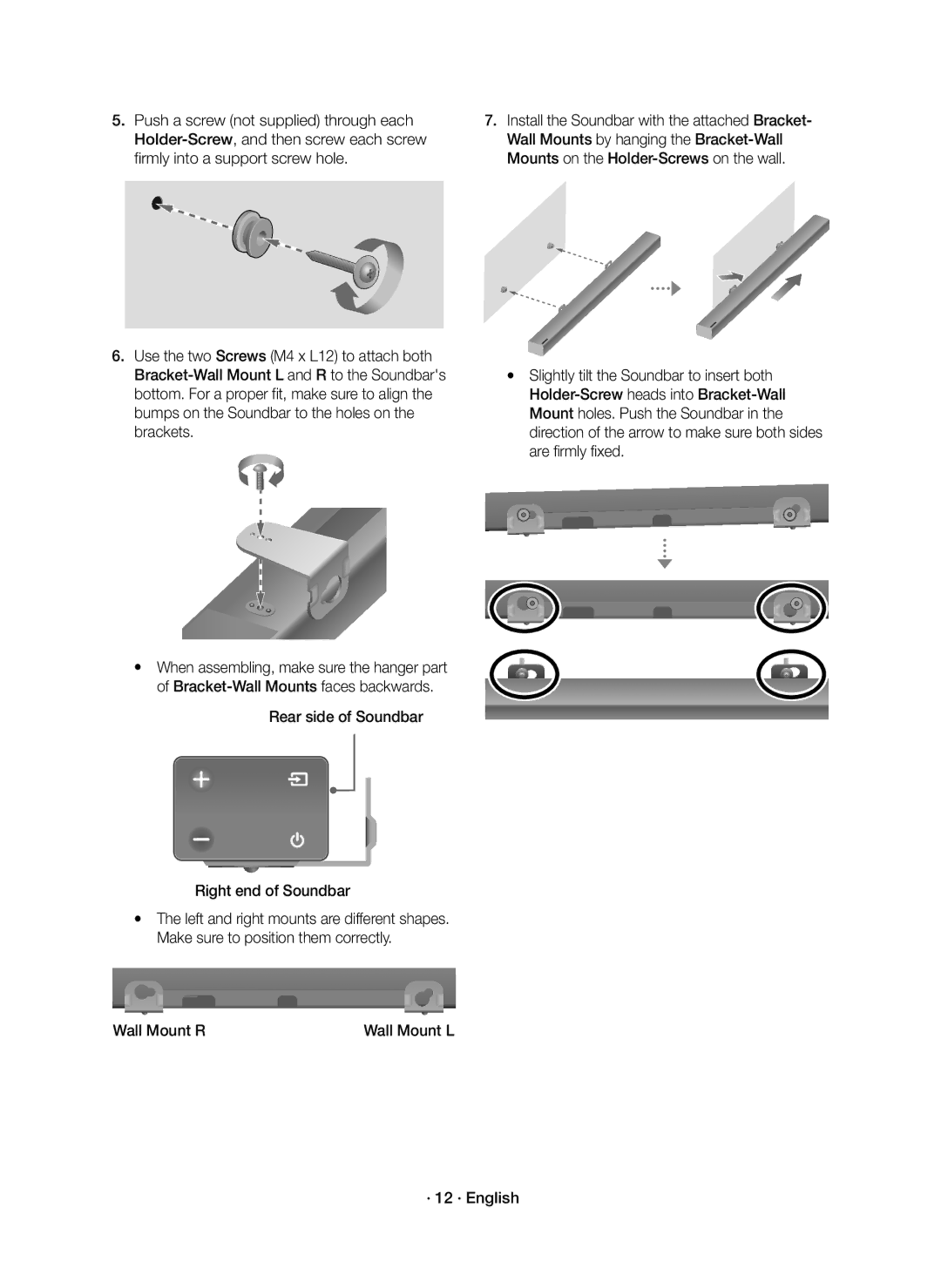 Samsung HW-K550/UM manual Rear side of Soundbar Right end of Soundbar 