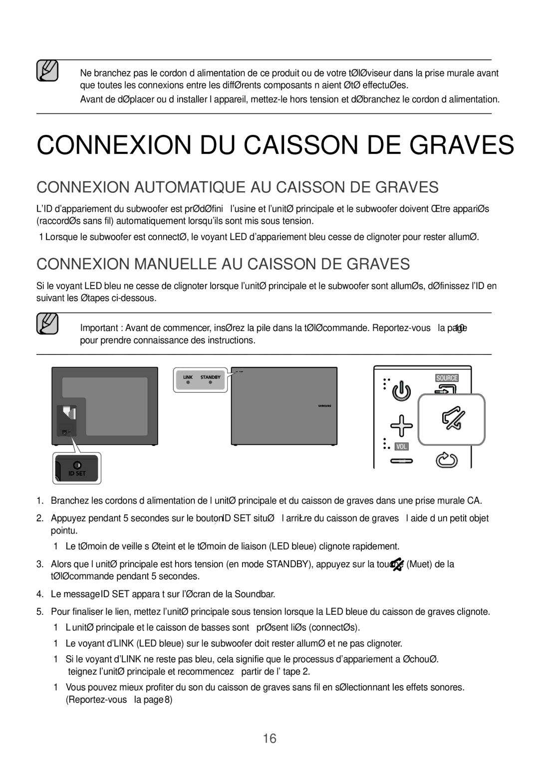 Samsung HW-K561/XE, HW-K551/EN, HW-K550/EN manual Connexion DU Caisson DE Graves, Connexion Automatique AU Caisson DE Graves 