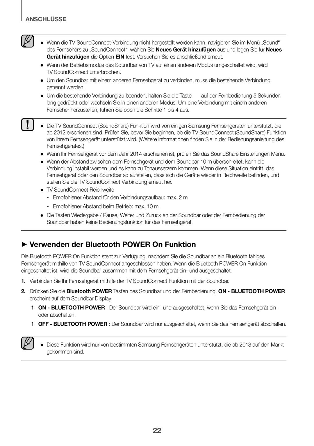 Samsung HW-K561/XE, HW-K551/EN, HW-K550/EN, HW-K551/ZF, HW-K550/ZF, HW-K560/XE ++Verwenden der Bluetooth Power On Funktion 