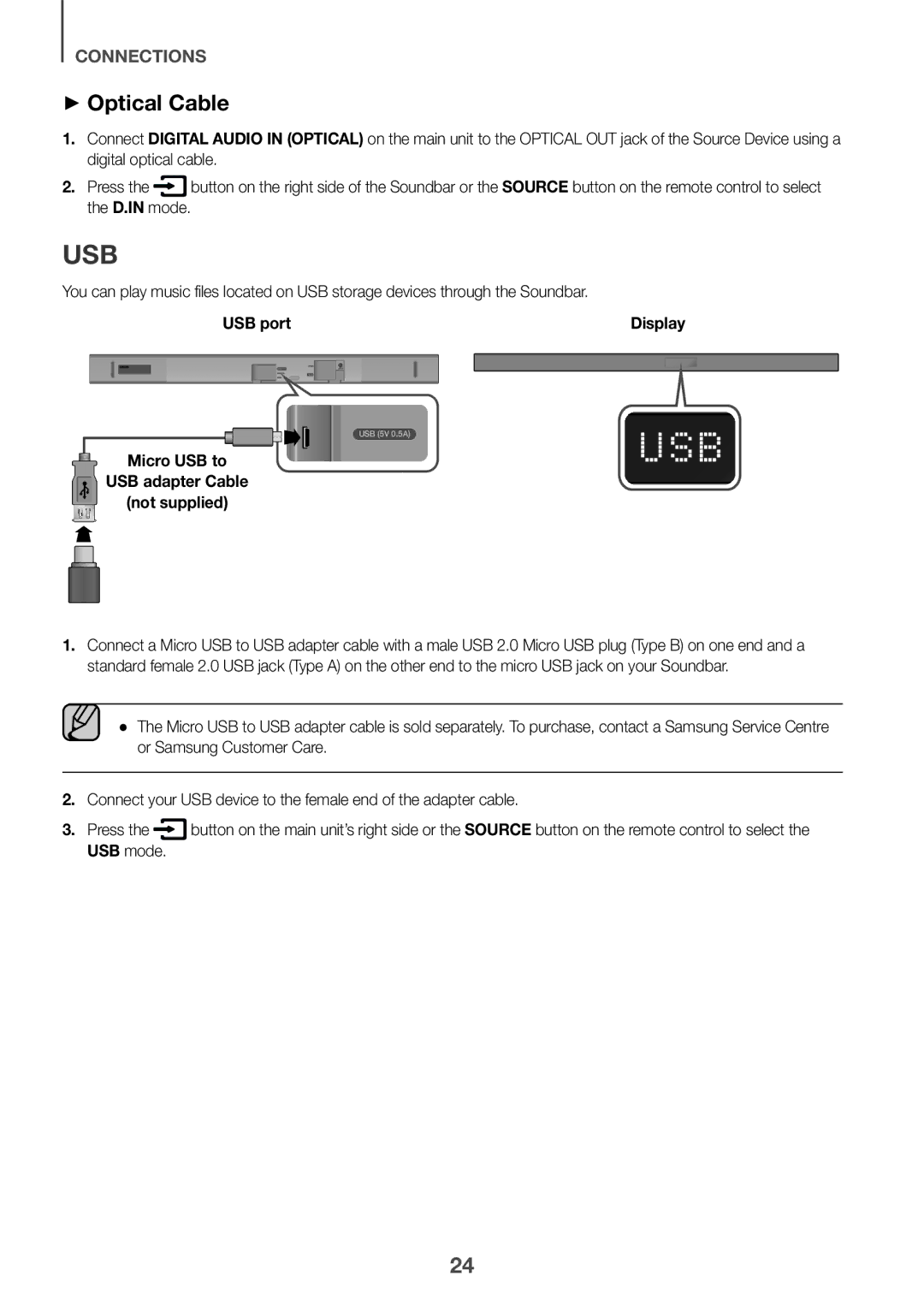 Samsung HW-K551/EN, HW-K550/EN, HW-K551/ZF, HW-K550/ZF, HW-K561/XE, HW-K560/XE manual Usb, ++Optical Cable 