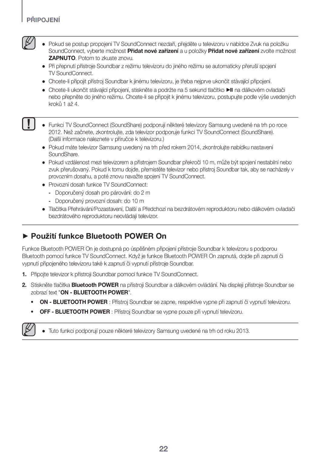 Samsung HW-K561/XE, HW-K551/EN, HW-K550/EN, HW-K551/ZF, HW-K550/ZF, HW-K560/XE manual ++Použití funkce Bluetooth Power On 