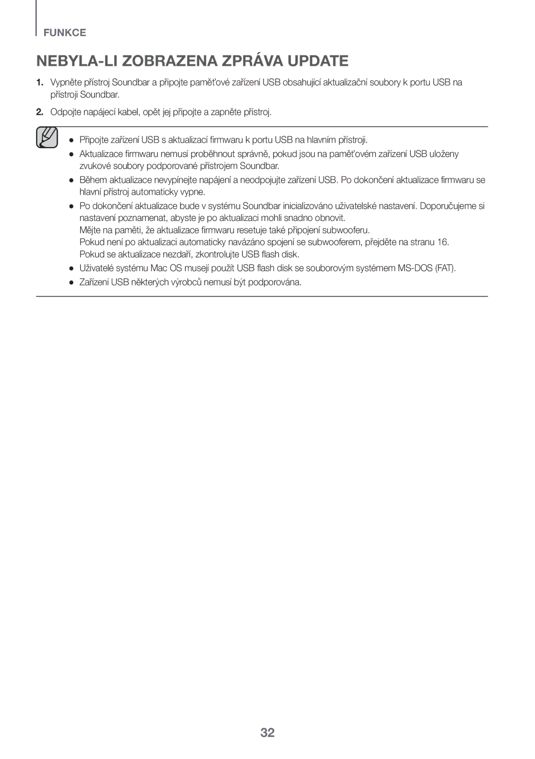 Samsung HW-K551/ZF, HW-K551/EN, HW-K550/EN, HW-K550/ZF, HW-K561/XE, HW-K560/XE manual NEBYLA-LI Zobrazena Zpráva Update 