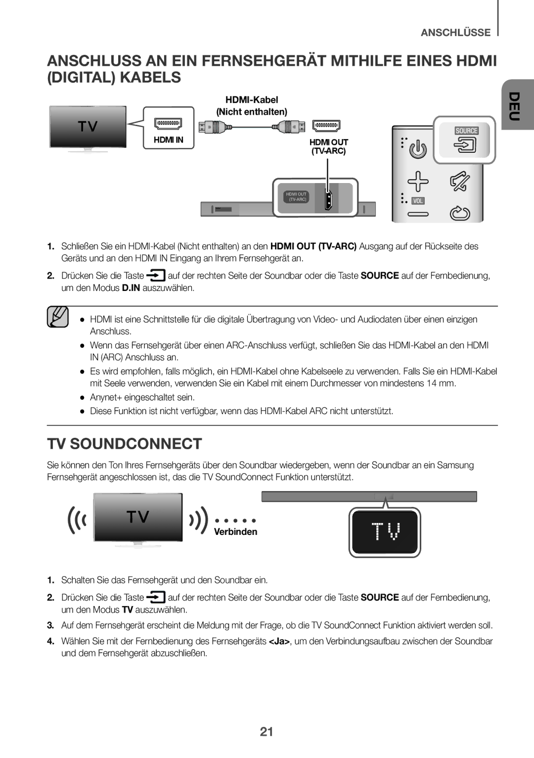 Samsung HW-K550/ZF, HW-K551/EN, HW-K550/EN, HW-K551/ZF, HW-K561/XE, HW-K560/XE manual TV Soundconnect, Verbinden 