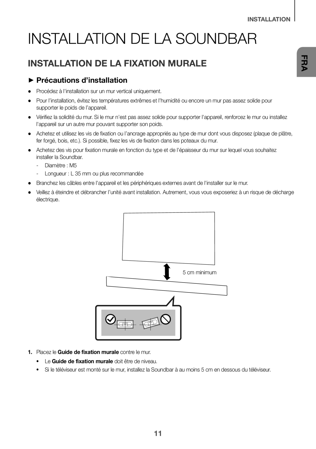 Samsung HW-K560/XE, HW-K551/EN, HW-K550/EN, HW-K551/ZF, HW-K550/ZF, HW-K561/XE manual Installation DE LA Soundbar 