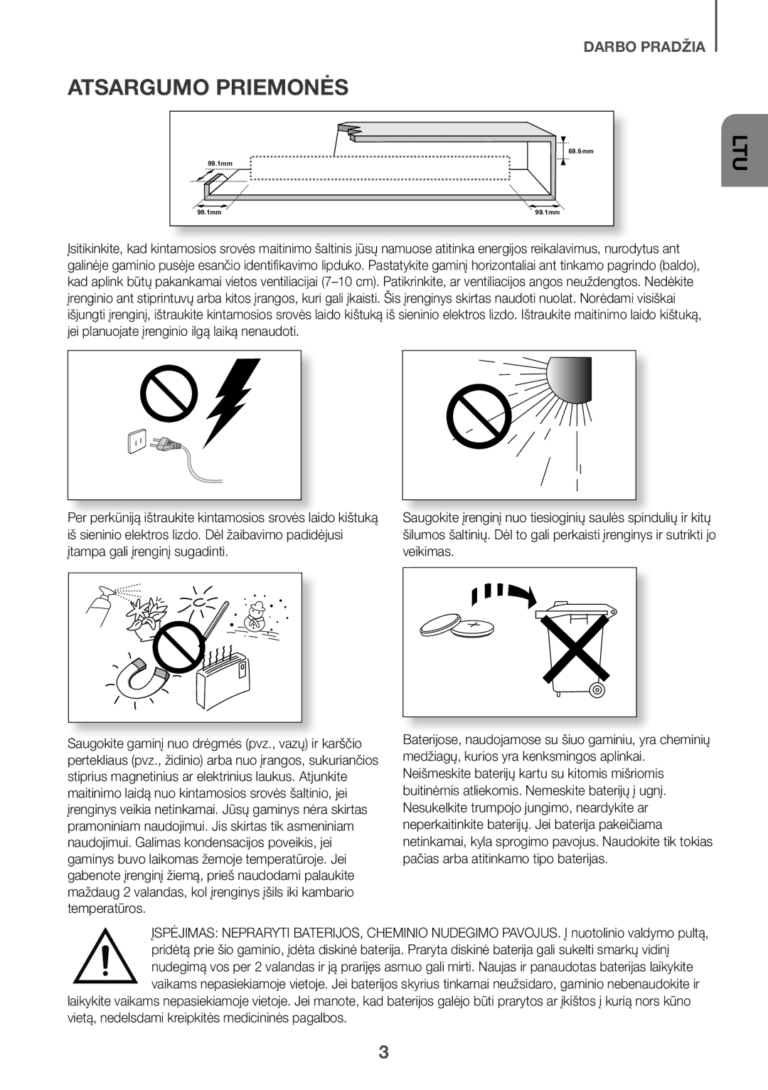 Samsung HW-K550/ZF, HW-K551/EN, HW-K550/EN, HW-K551/ZF, HW-K561/XE, HW-K560/XE manual Atsargumo Priemonės, Ltu 