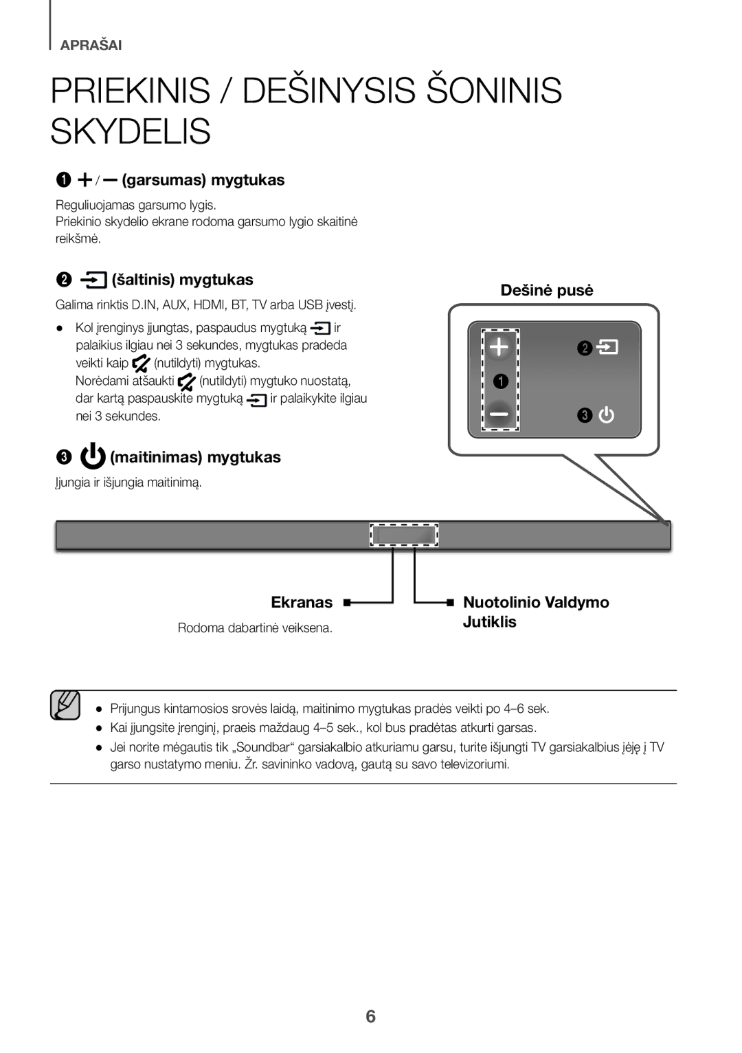 Samsung HW-K551/EN, HW-K550/EN, HW-K551/ZF, HW-K550/ZF, HW-K561/XE, HW-K560/XE manual Priekinis / Dešinysis Šoninis Skydelis 