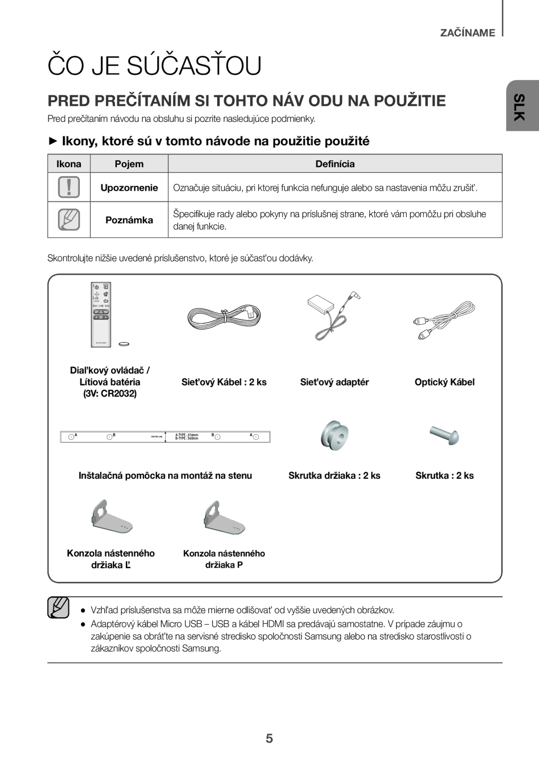 Samsung HW-K560/XE, HW-K551/EN, HW-K550/EN, HW-K551/ZF manual ČO JE Súčasťou, Pred Prečítaním SI Tohto NÁV ODU NA Použitie 