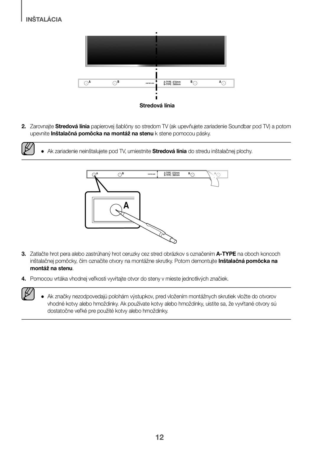 Samsung HW-K551/EN, HW-K550/EN, HW-K551/ZF, HW-K550/ZF, HW-K561/XE, HW-K560/XE manual Stredová línia 