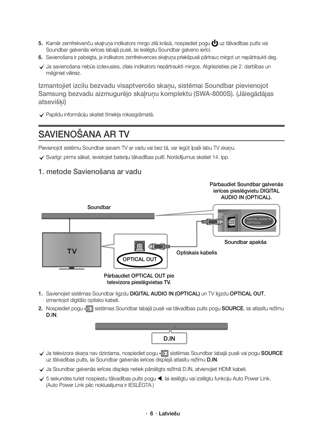 Samsung HW-K551/EN manual Savienošana AR TV, Metode Savienošana ar vadu, CPapildu informāciju skatiet tīmekļa rokasgrāmatā 