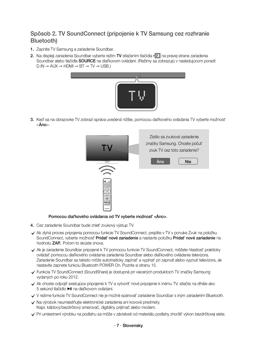 Samsung HW-K551/EN, HW-K550/EN manual ÁnoNie, · 7 · Slovensky 