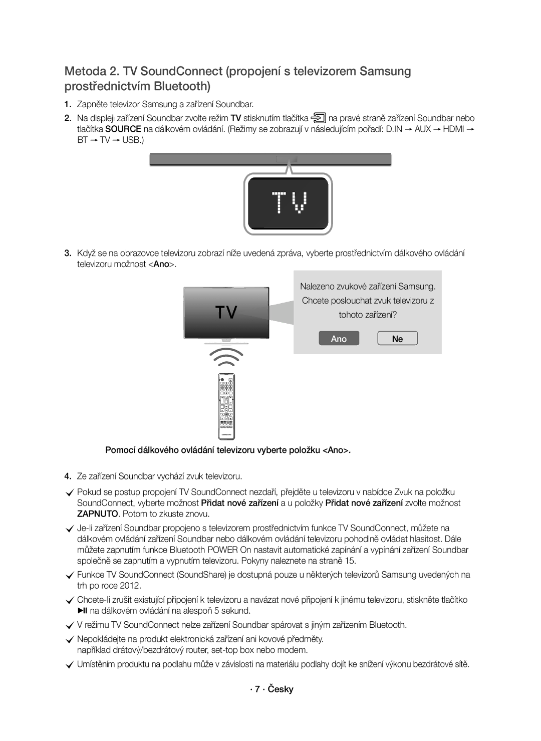 Samsung HW-K551/EN, HW-K550/EN manual AnoNe, · 7 · Česky 