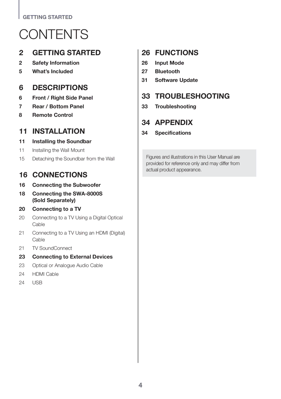 Samsung HW-K551/SQ, HW-K550/SQ manual Contents 