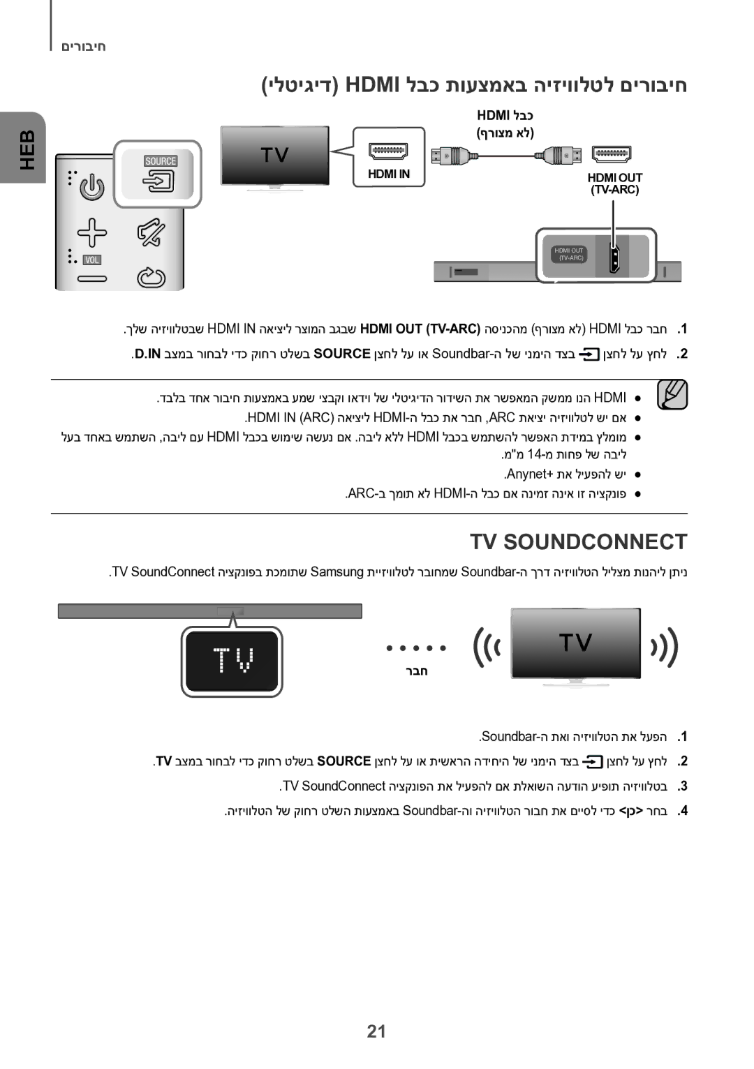 Samsung HW-K550/SQ, HW-K551/SQ manual ילטיגיד Hdmi לבכ תועצמאב היזיוולטל םירוביח, רבח 