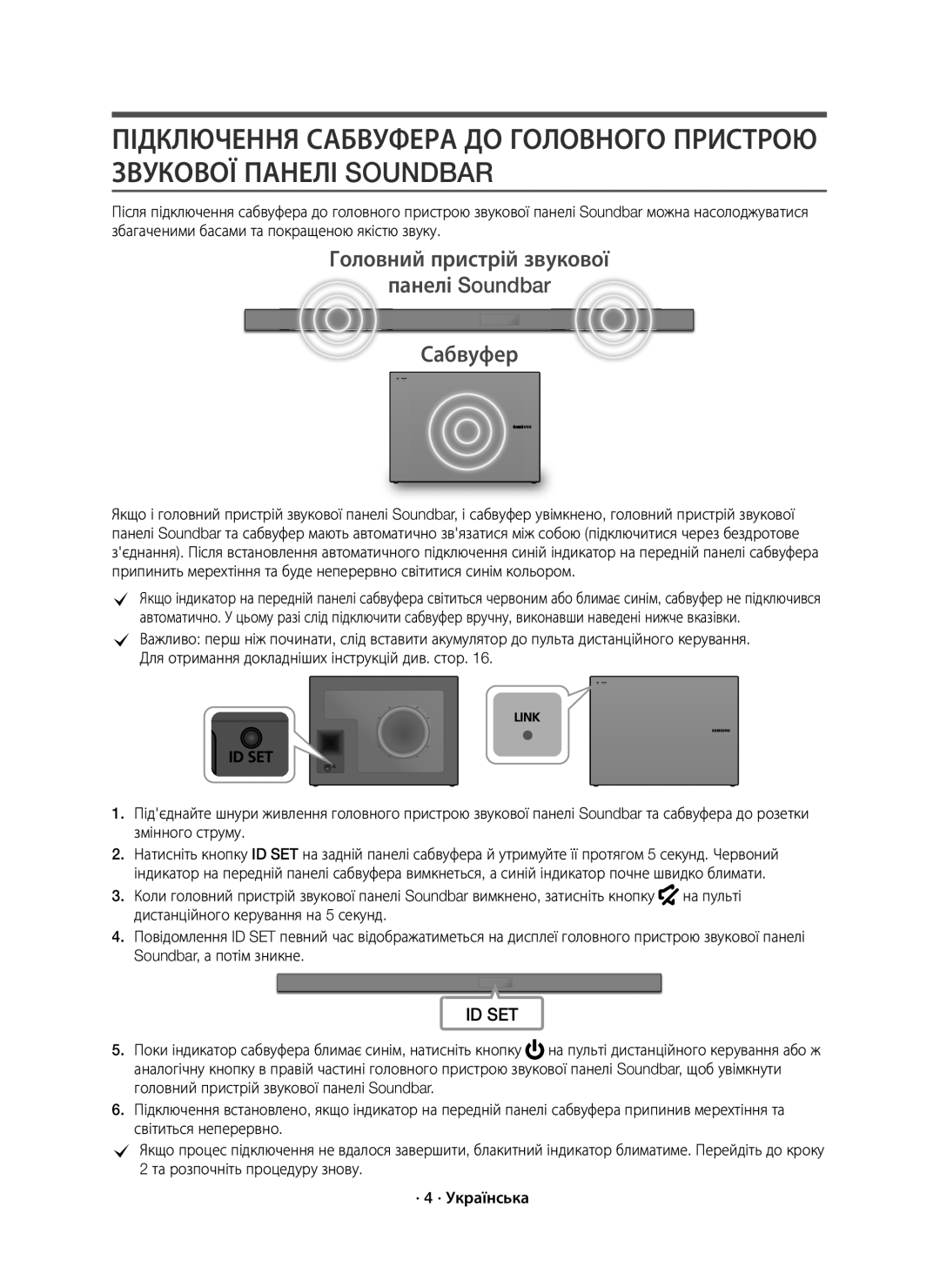 Samsung HW-K650/RU manual Головний пристрій звукової Панелі Soundbar Сабвуфер 