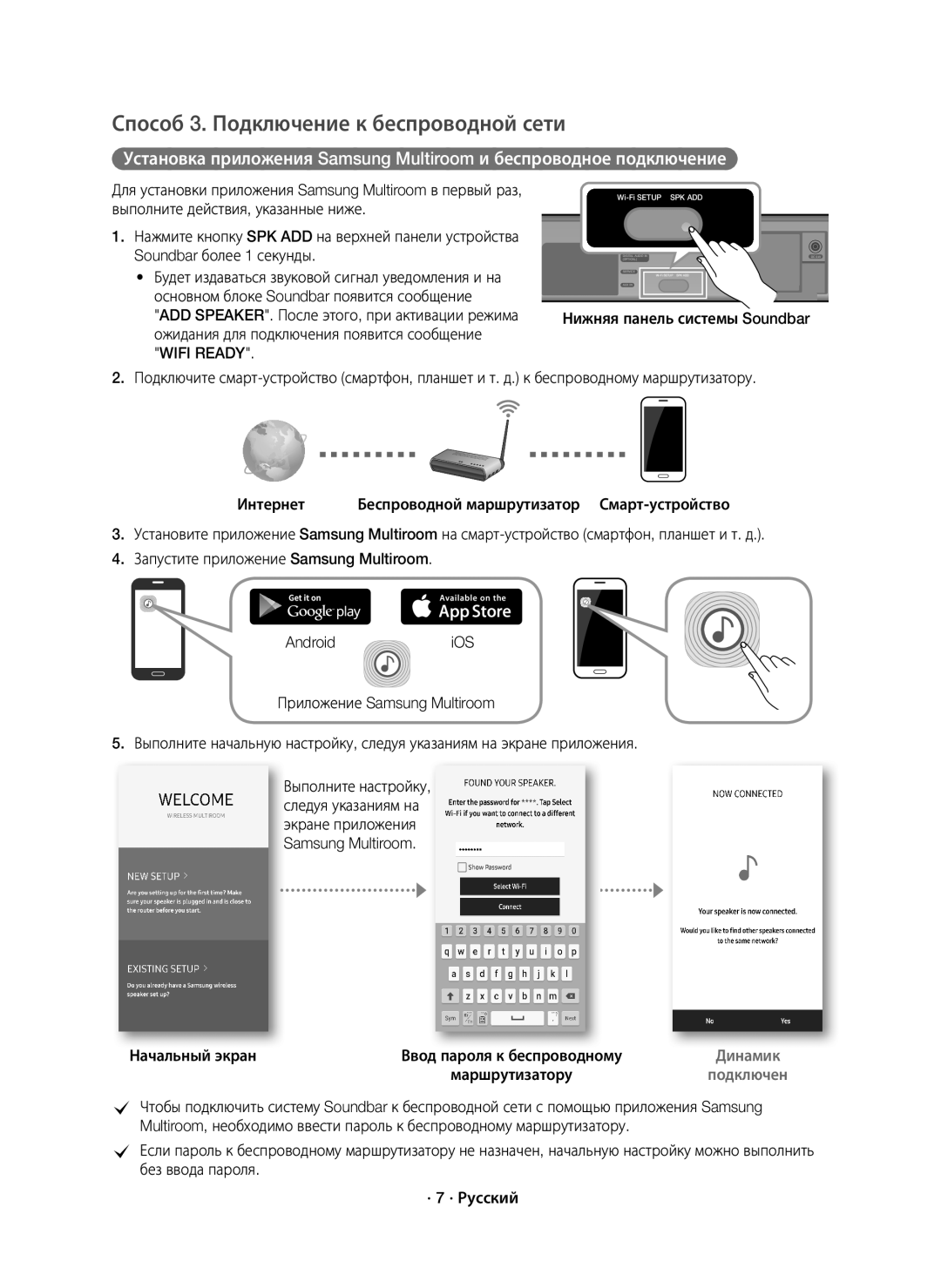 Samsung HW-K650/RU manual Способ 3. Подключение к беспроводной сети, Начальный экран 