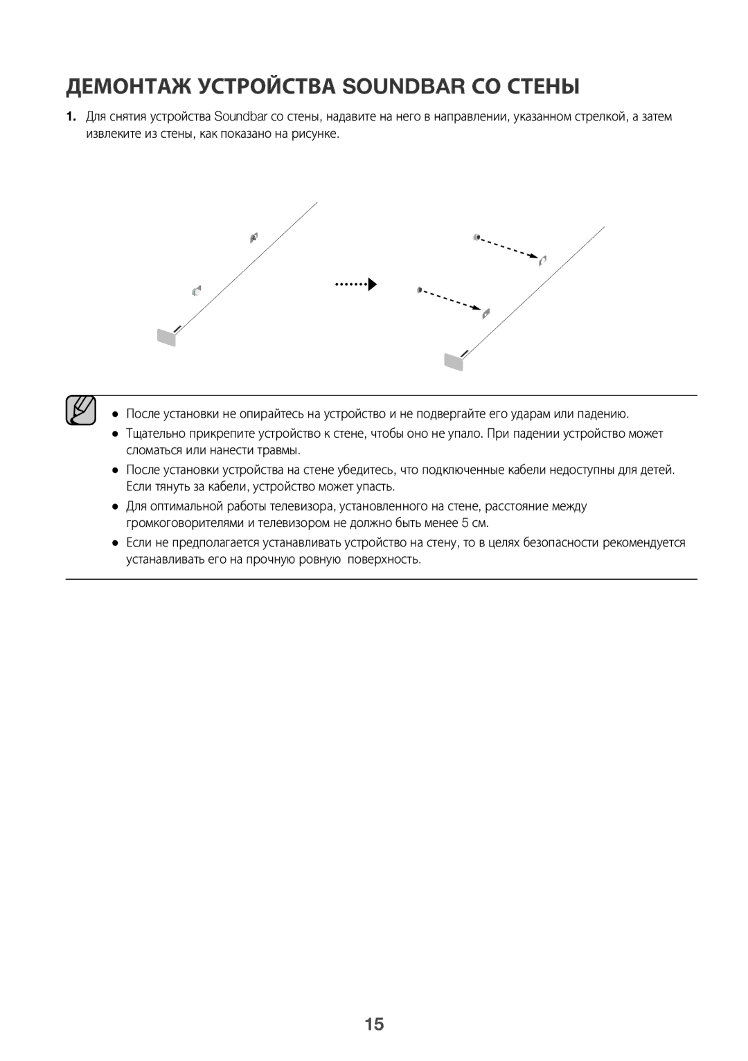 Samsung HW-K650/RU manual Демонтаж Устройства Soundbar СО Стены 