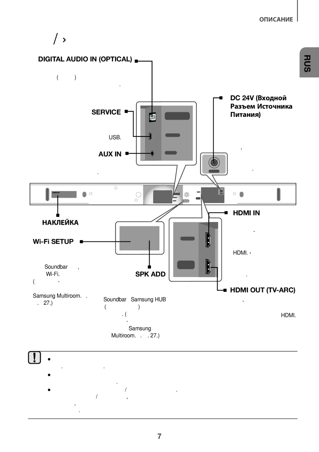 Samsung HW-K650/RU manual ЗАДНЯЯ/НИЖНЯЯ Панель 