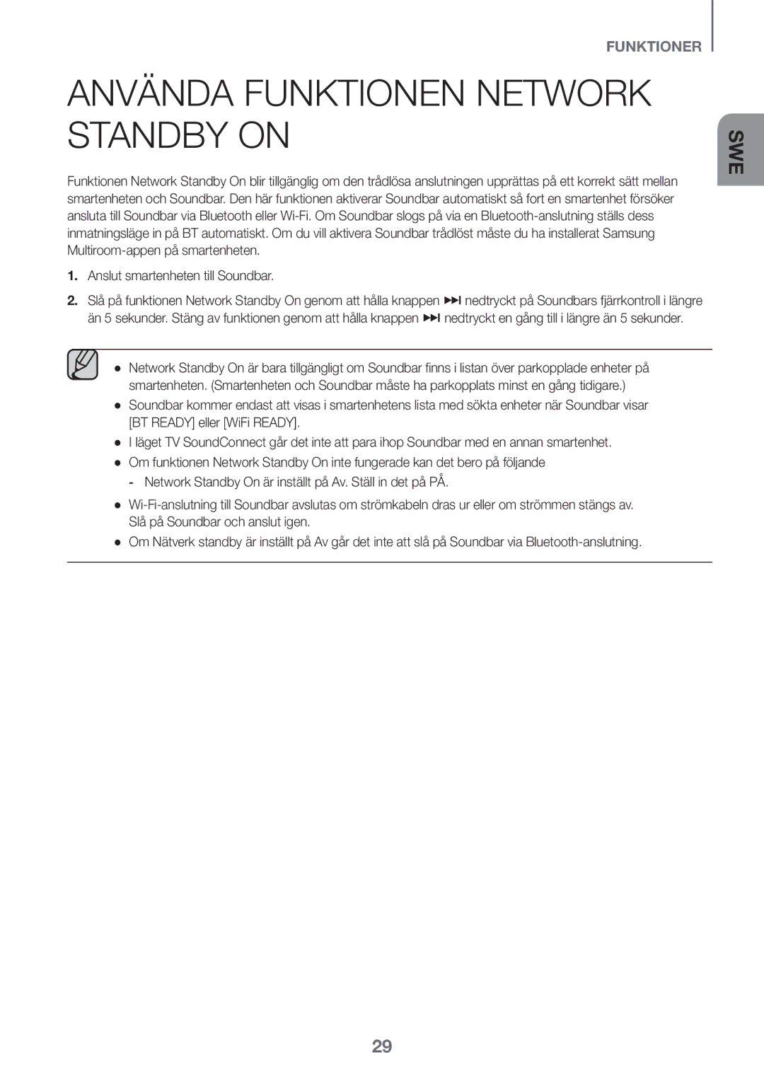 Samsung HW-K650/EN, HW-K651/EN, HW-K651/ZF manual Använda funktionen Network Standby On, Anslut smartenheten till Soundbar 