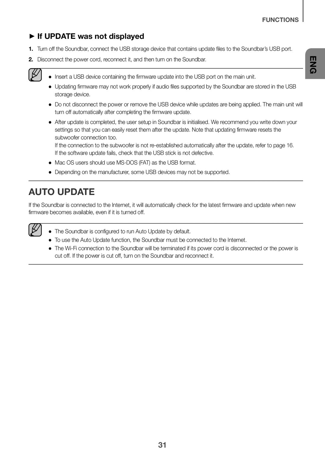 Samsung HW-K650/XN, HW-K651/EN, HW-K650/EN, HW-K651/ZF, HW-K650/ZF, HW-K660/XE manual Auto update, ++If Update was not displayed 