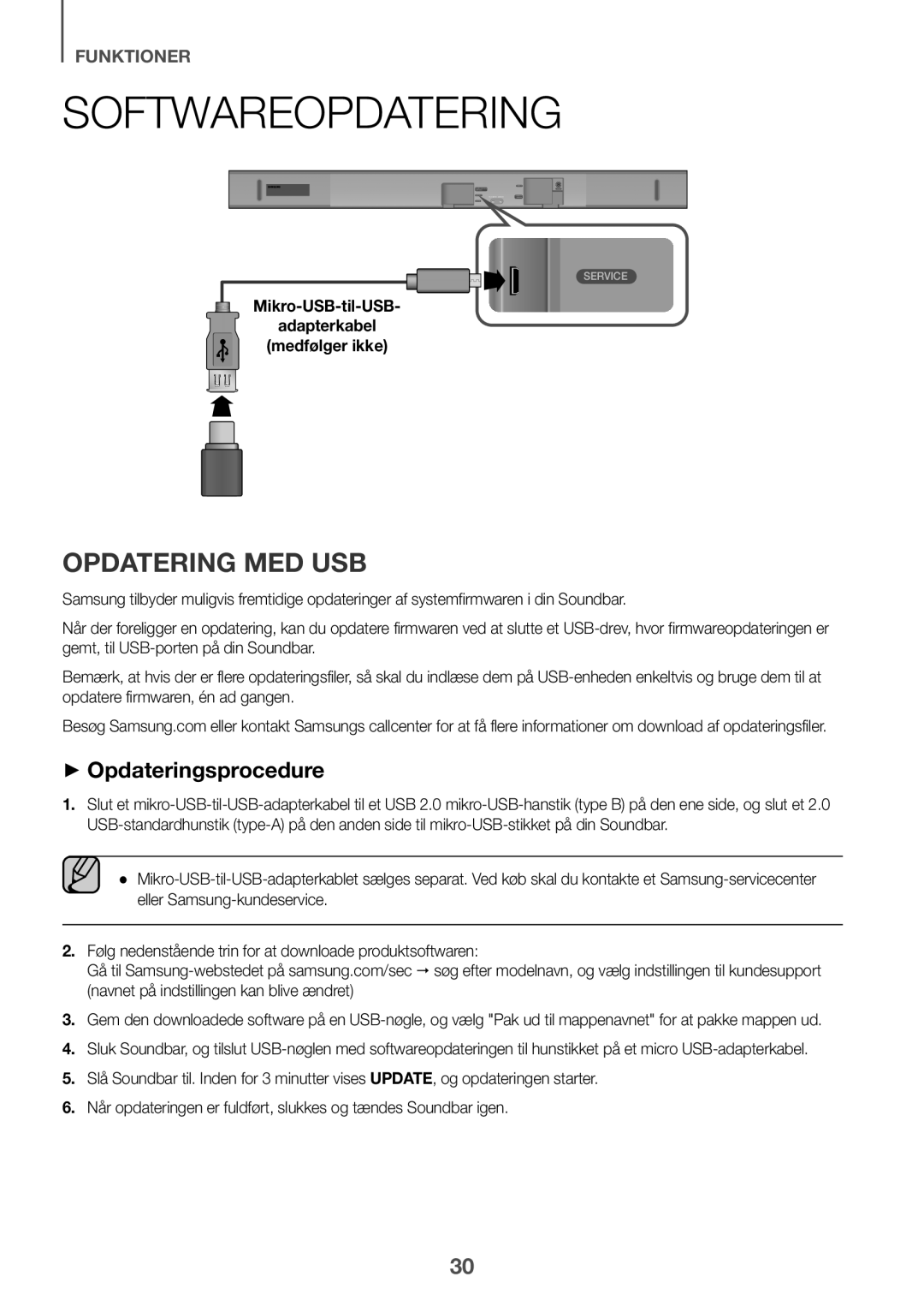 Samsung HW-K650/EN, HW-K651/EN, HW-K651/ZF, HW-K650/ZF manual Softwareopdatering, Opdatering med USB, ++Opdateringsprocedure 