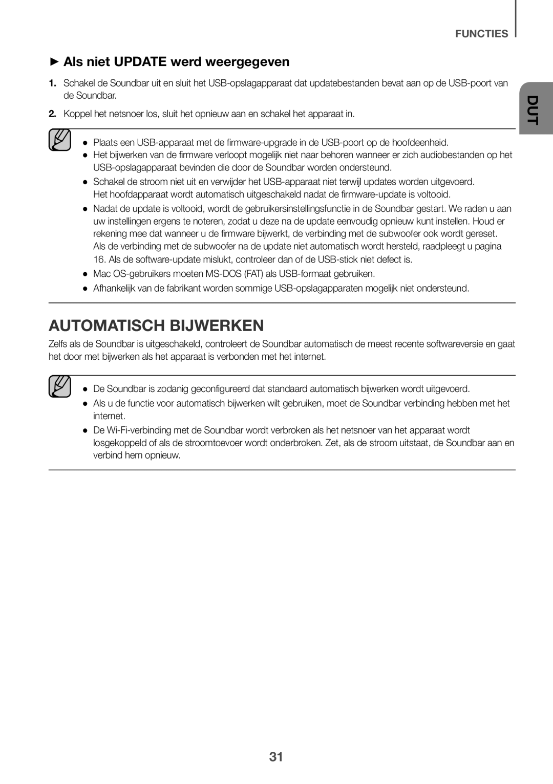 Samsung HW-K661/XE, HW-K651/EN, HW-K650/EN, HW-K651/ZF, HW-K650/ZF Automatisch bijwerken, ++Als niet Update werd weergegeven 