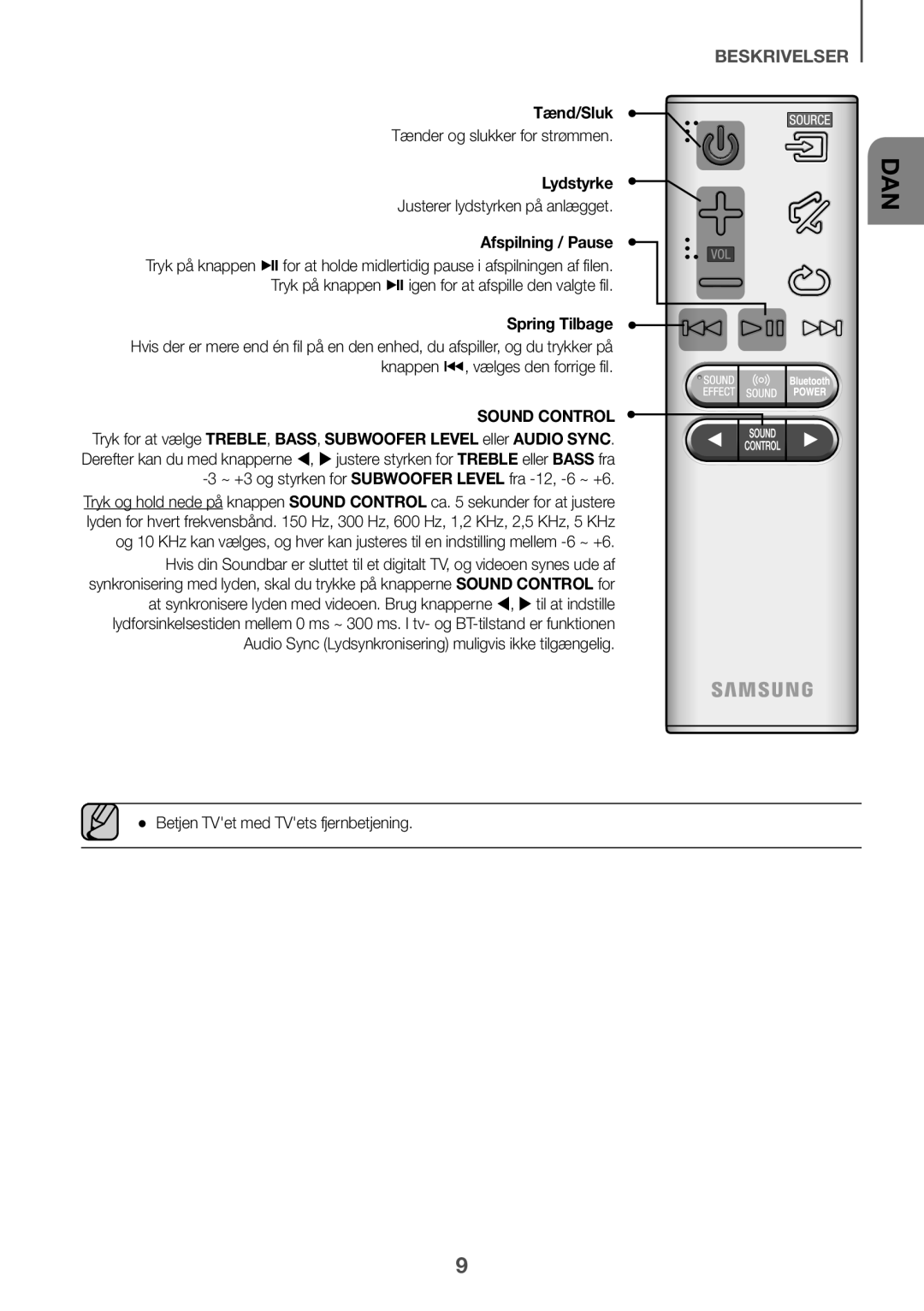 Samsung HW-K660/XE, HW-K651/EN beskrivelser, Tænd/Sluk, Lydstyrke, Tryk på knappen pigen for at afspille den valgte fil 