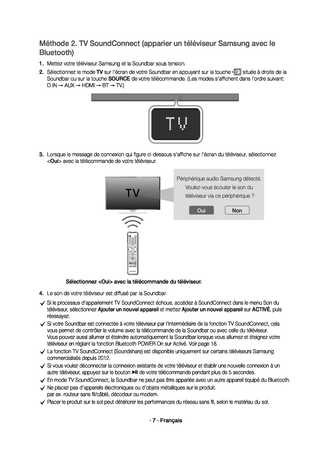 Samsung HW-K650/ZF, HW-K651/ZF manual OuiNon, Mettez votre téléviseur Samsung et la Soundbar sous tension 