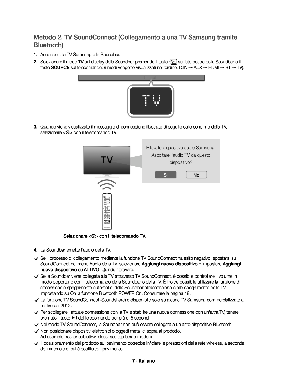 Samsung HW-K650/ZF, HW-K651/ZF manual SìNo, Accendere la TV Samsung e la Soundbar 