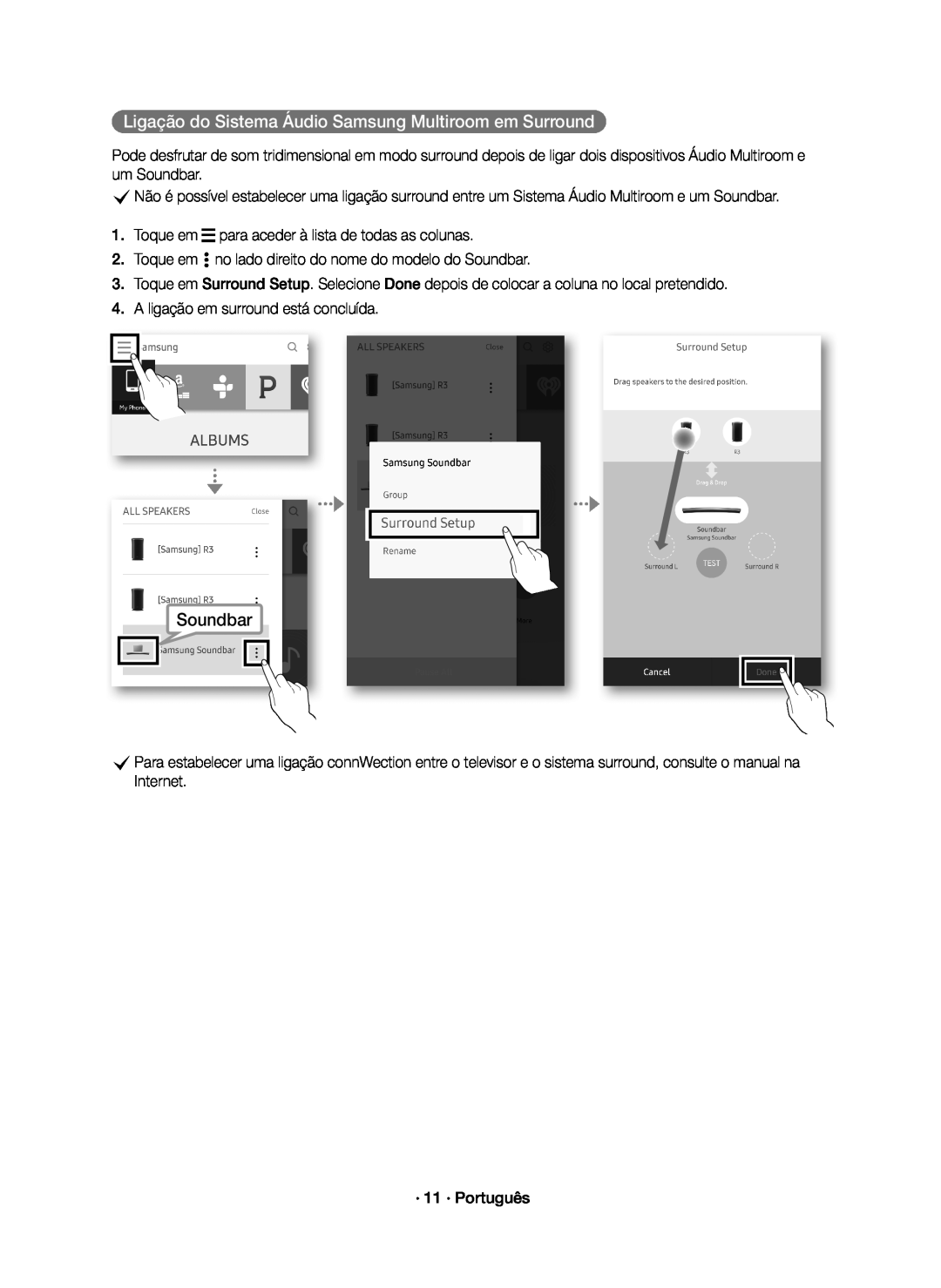Samsung HW-K650/ZF, HW-K651/ZF manual Ligação do Sistema Áudio Samsung Multiroom em Surround, Soundbar 