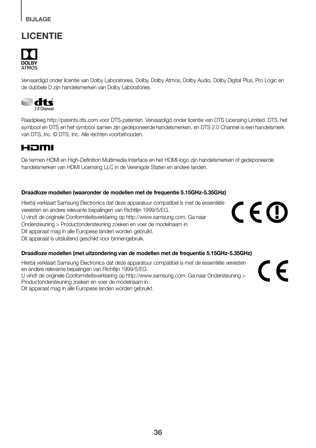 Samsung HW-K850/EN, HW-K850/XN manual Licentie, Dit apparaat mag in alle Europese landen worden gebruikt 