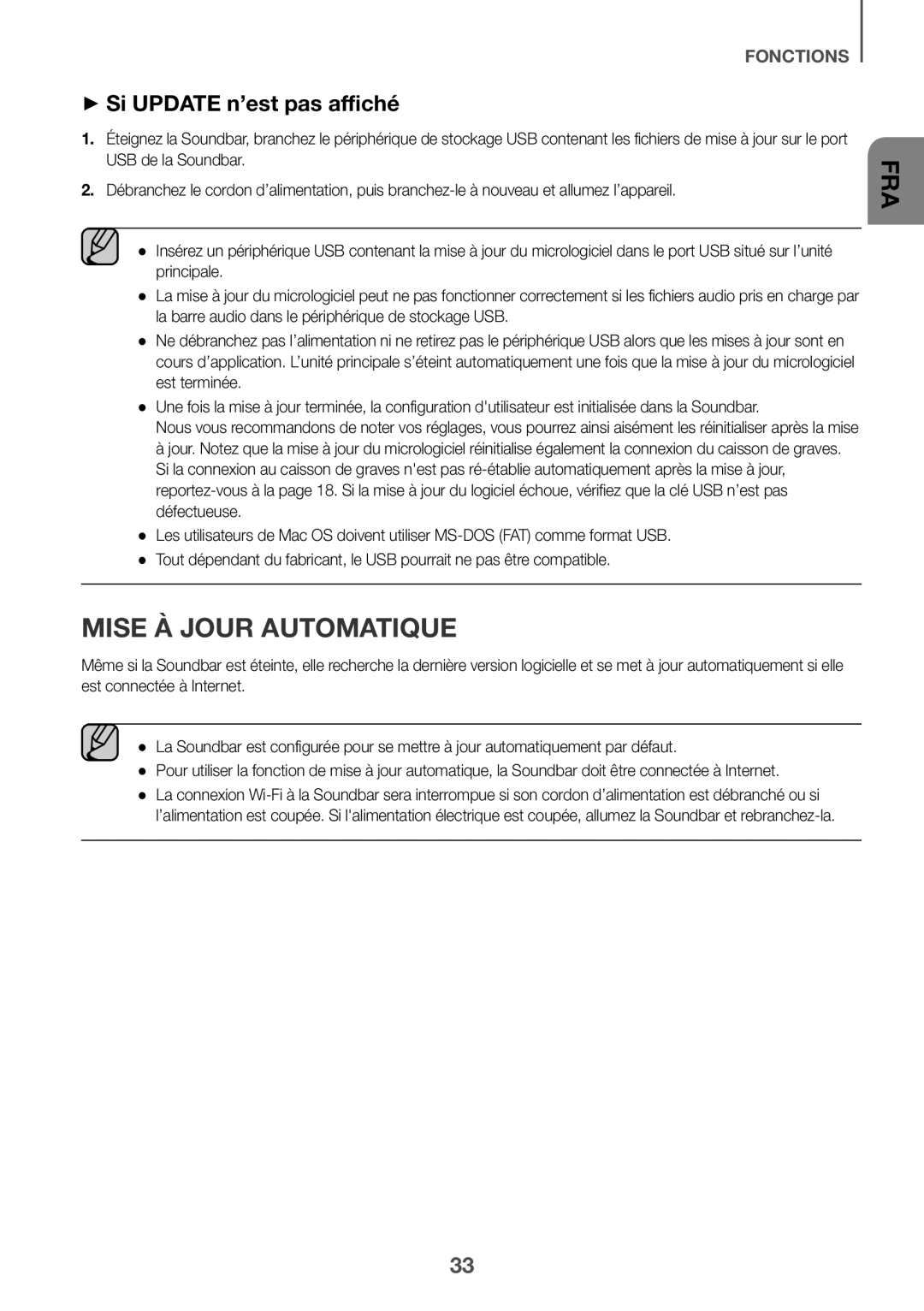 Samsung HW-K850/EN, HW-K850/XN manual Mise à jour automatique, ++Si Update n’est pas affiché 