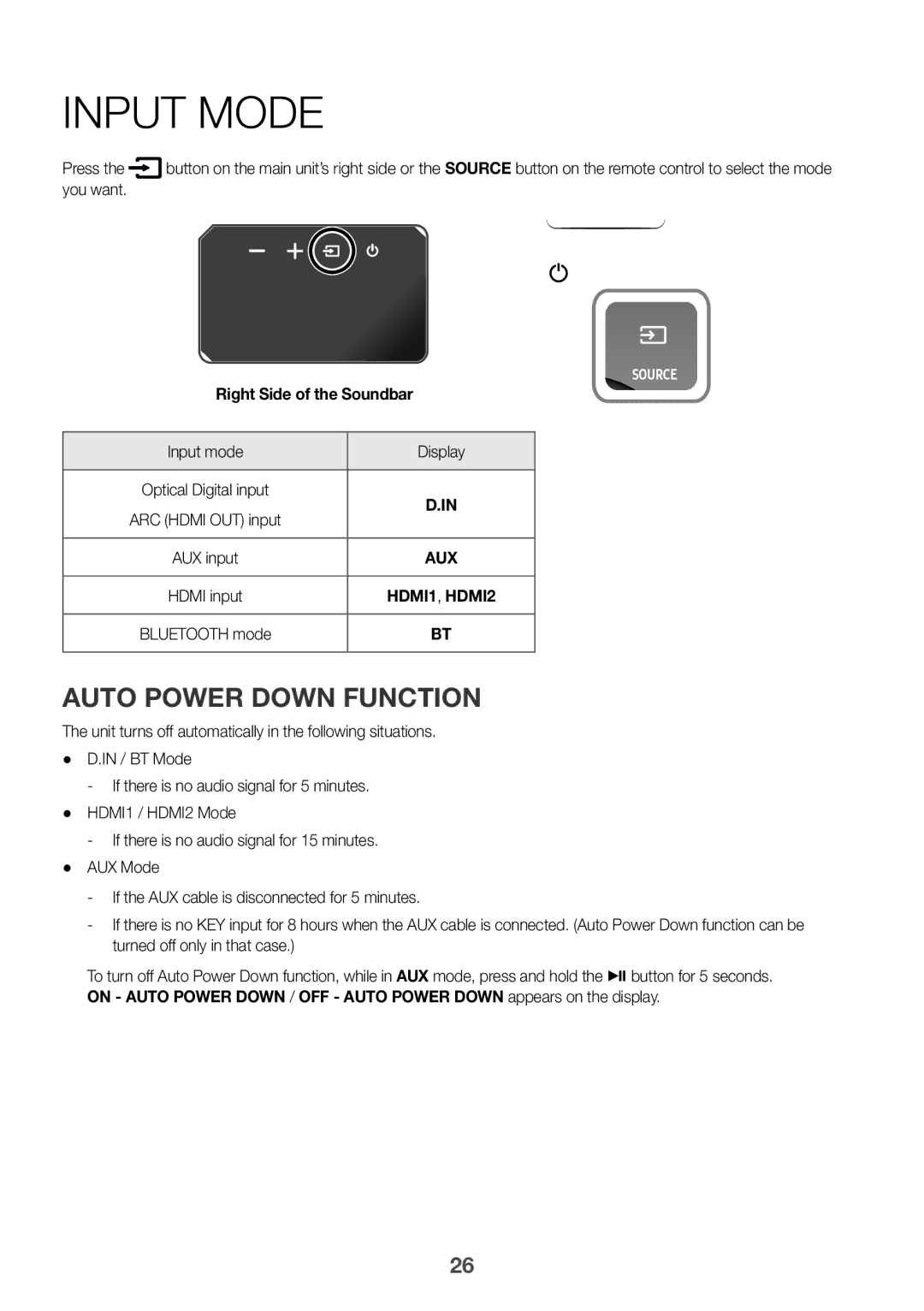 Samsung HW-K850/EN, HW-K850/XN manual Input Mode, Auto Power Down Function, You want 