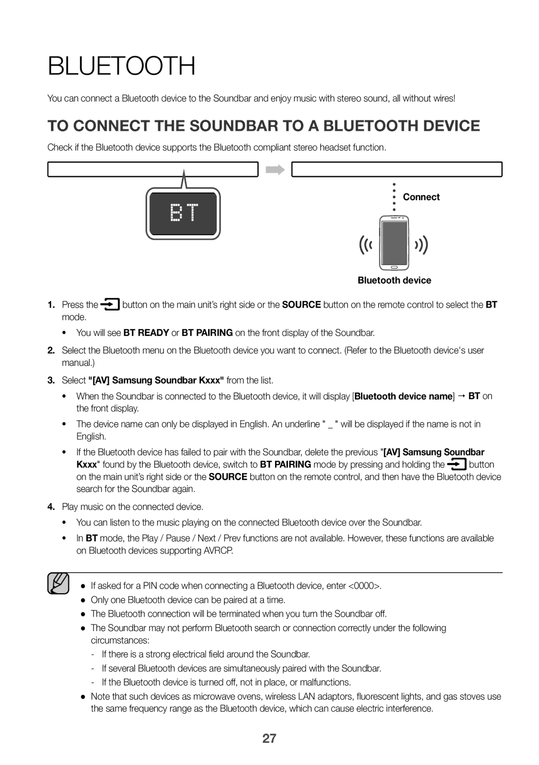 Samsung HW-K850/XN, HW-K850/EN manual To connect the Soundbar to a Bluetooth device, Connect 