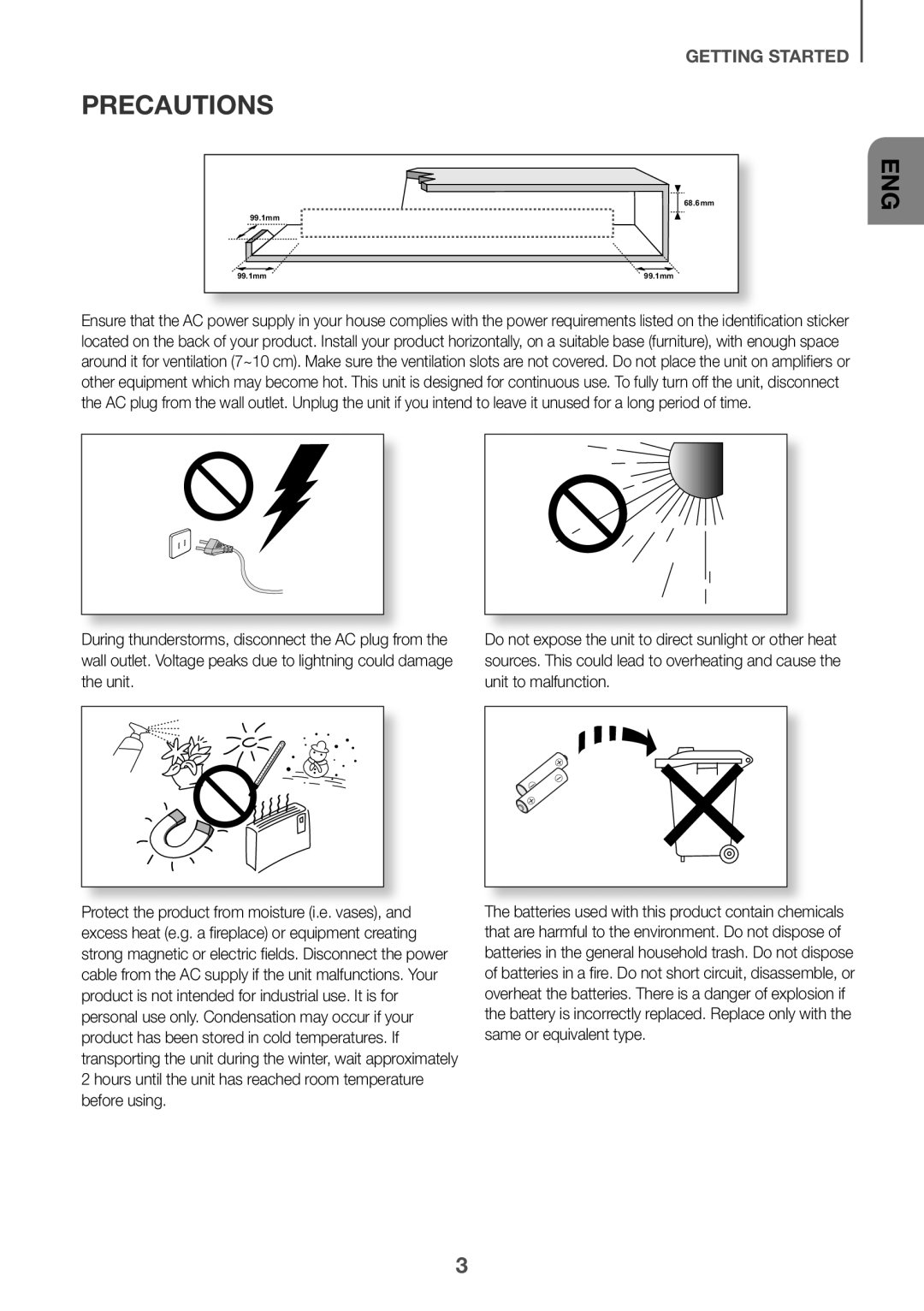 Samsung HW-K850/XN, HW-K850/EN manual Precautions, Eng 