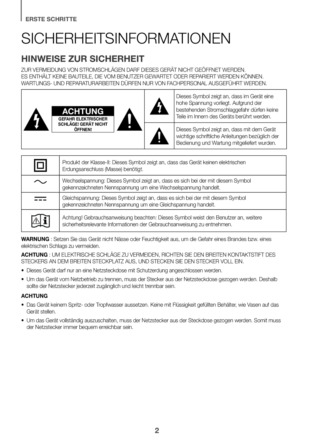 Samsung HW-K850/XN, HW-K850/EN manual Sicherheitsinformationen, Hinweise zur sicherheit 