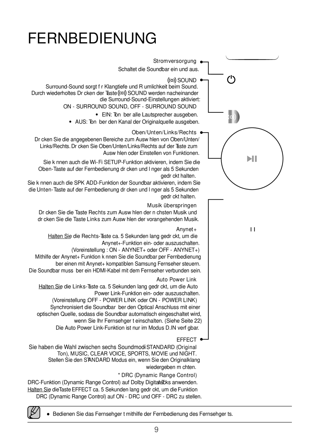 Samsung HW-K850/EN, HW-K850/XN manual Fernbedienung 