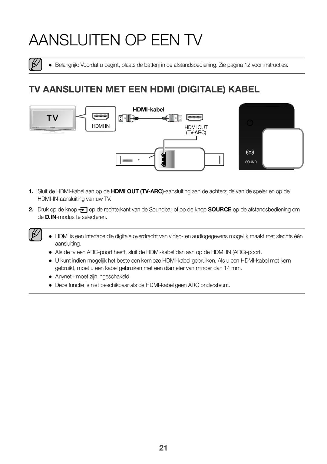 Samsung HW-K850/XN, HW-K850/EN manual Aansluiten op een tv, TV aansluiten met een Hdmi digitale kabel 