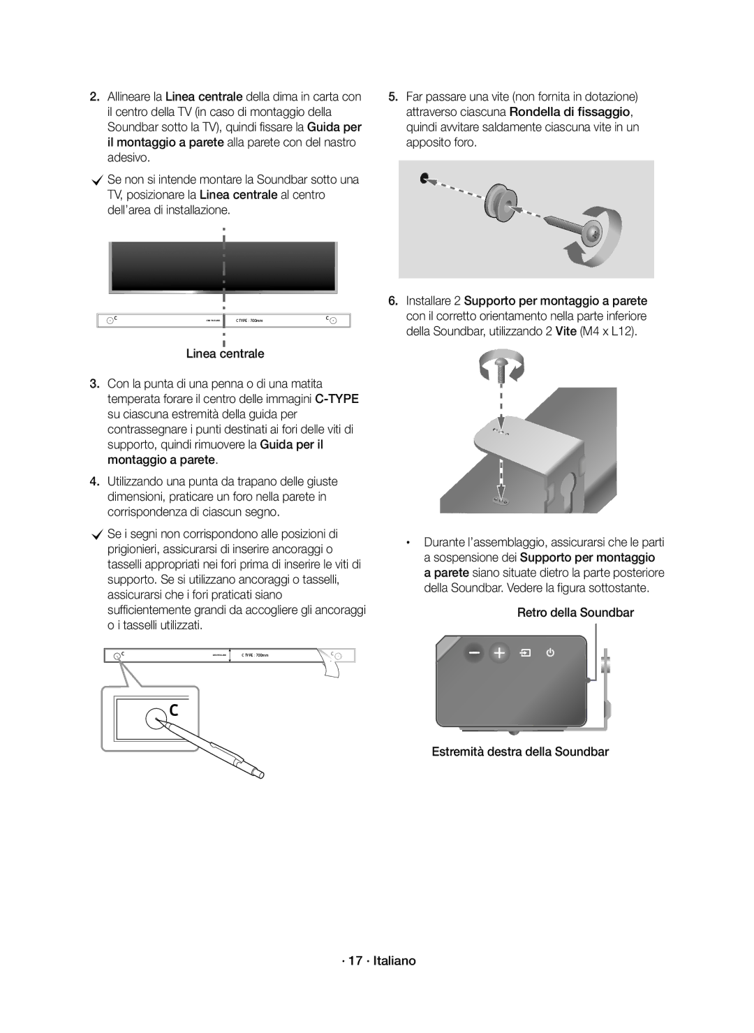 Samsung HW-K850/EN manual CSe i segni non corrispondono alle posizioni di, Prigionieri, assicurarsi di inserire ancoraggi o 