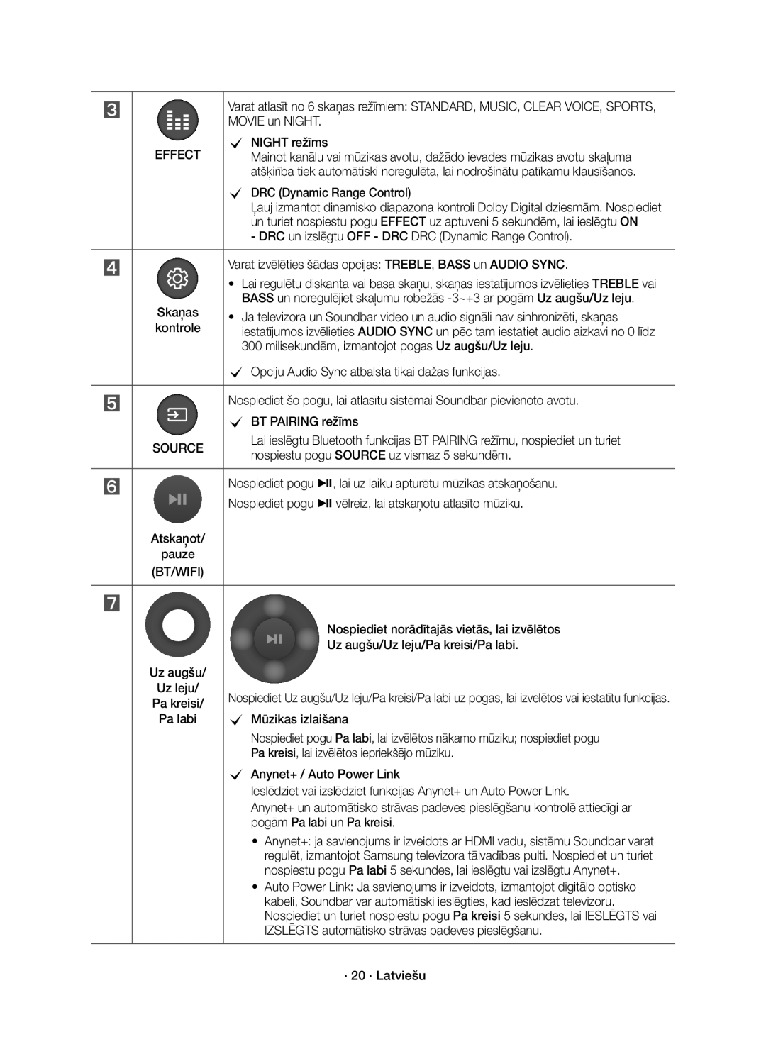 Samsung HW-K850/EN Kontrole, Milisekundēm, izmantojot pogas Uz augšu/Uz leju, Nospiestu pogu Source uz vismaz 5 sekundēm 