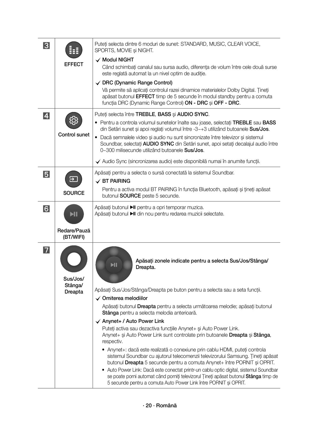 Samsung HW-K850/EN manual SPORTS, Movie și Night, CModul Night, Este reglată automat la un nivel optim de audiţie, Dreapta 