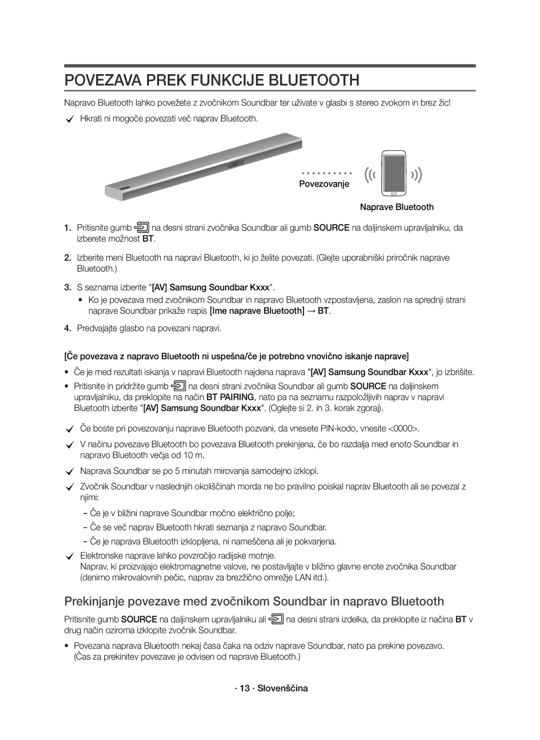 Samsung HW-K850/EN manual Povezava Prek Funkcije Bluetooth 