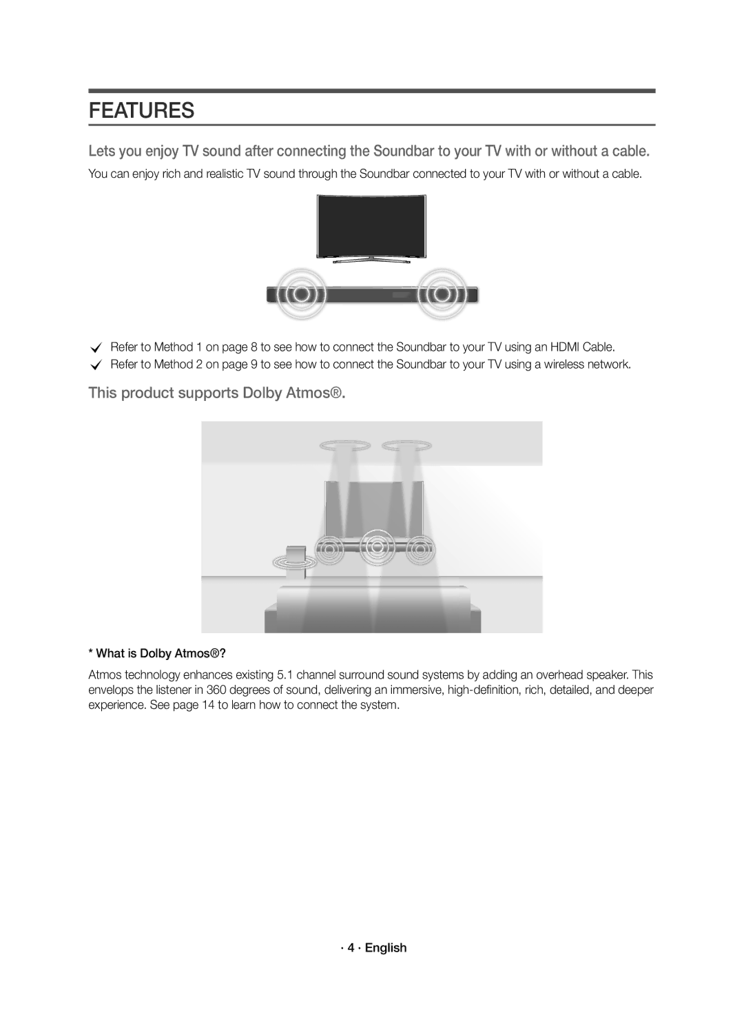 Samsung HW-K850/EN manual Features, This product supports Dolby Atmos 