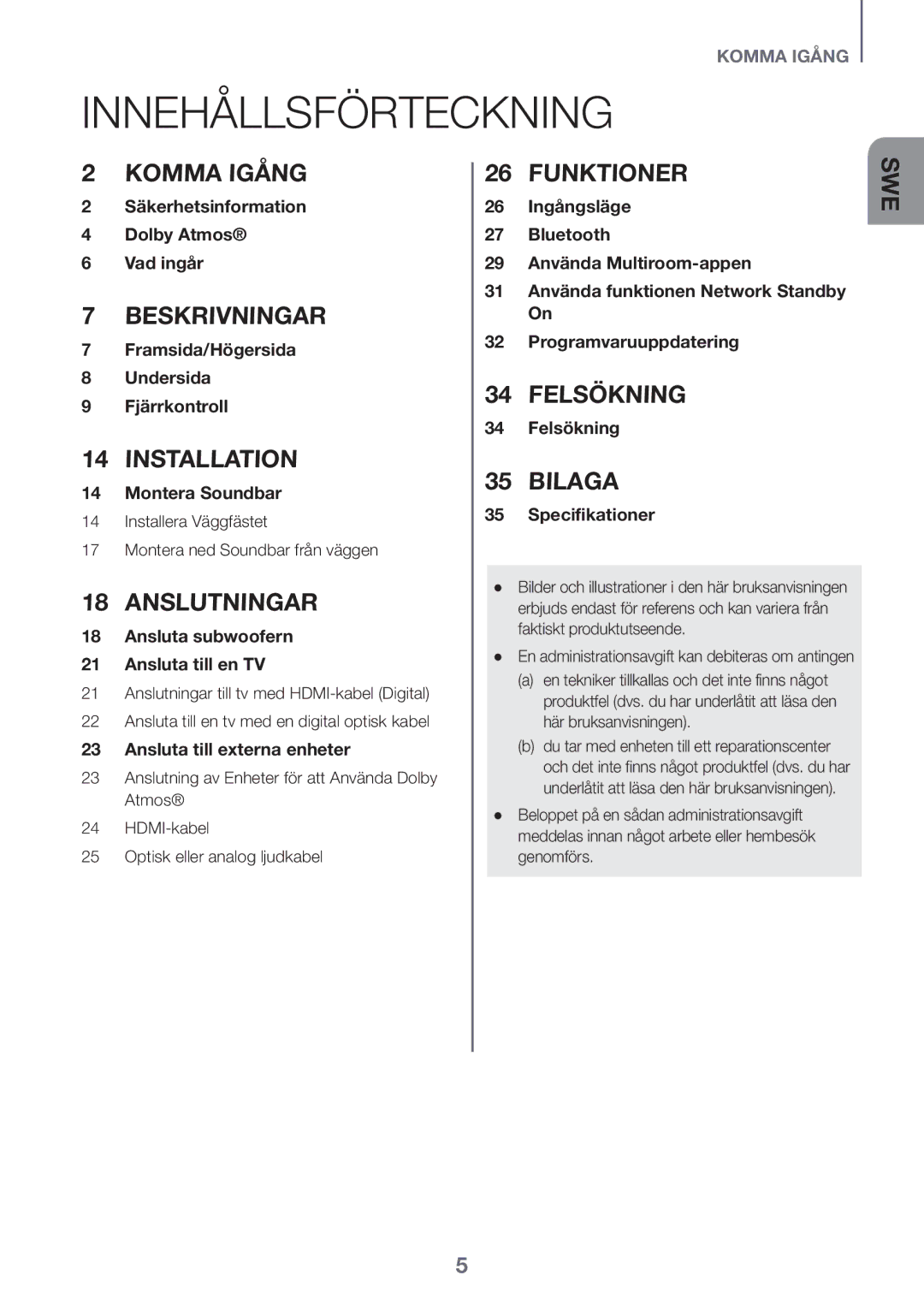 Samsung HW-K860/XE manual Innehållsförteckning 