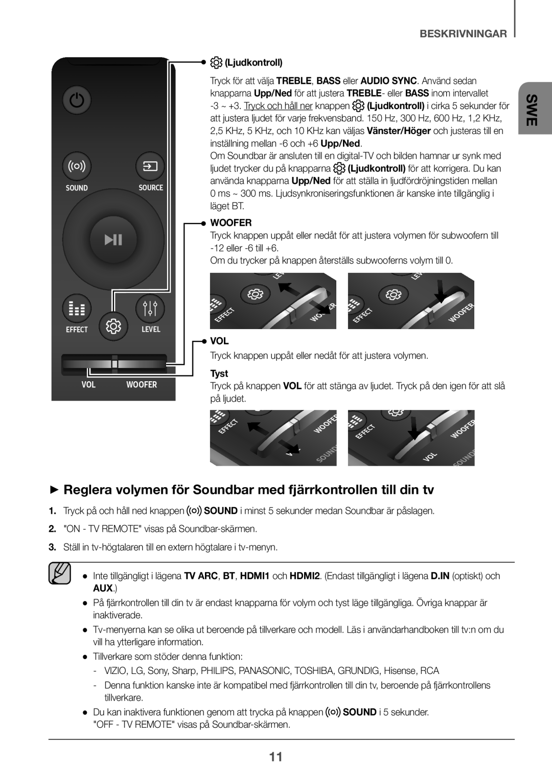 Samsung HW-K860/XE manual Ljudkontroll, Tyst, Aux 