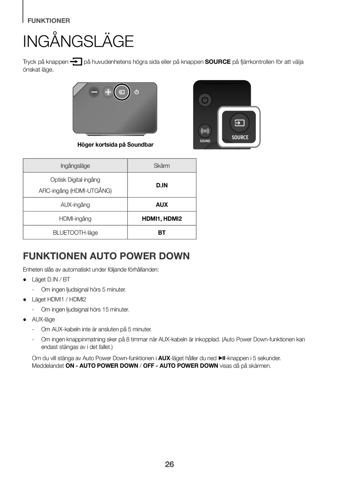 Samsung HW-K860/XE manual Önskat läge, Ingångsläge Skärm 