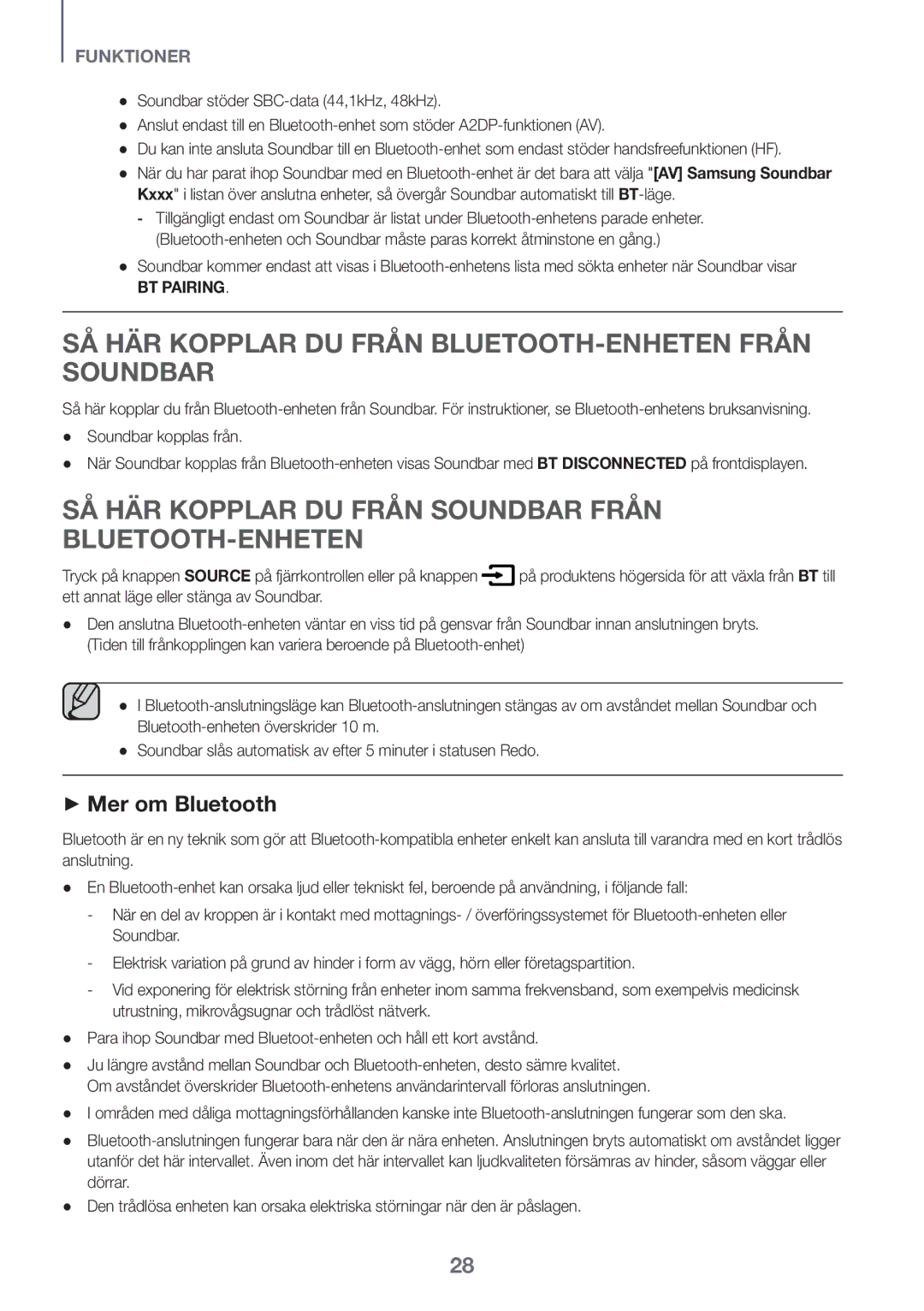 Samsung HW-K860/XE manual Så här kopplar du från Bluetooth-enheten från Soundbar 